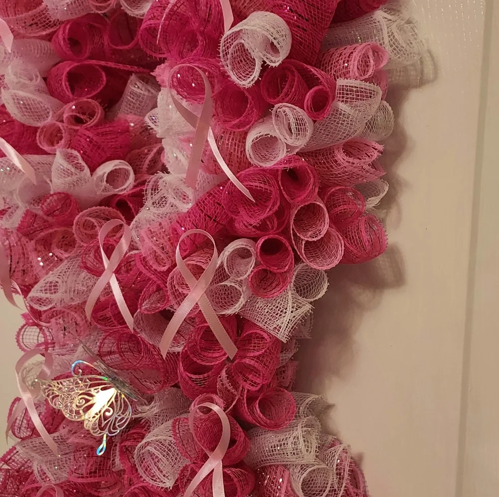 Breast Cancer Awareness Wreath Swag for Door or Wall, Great Gift